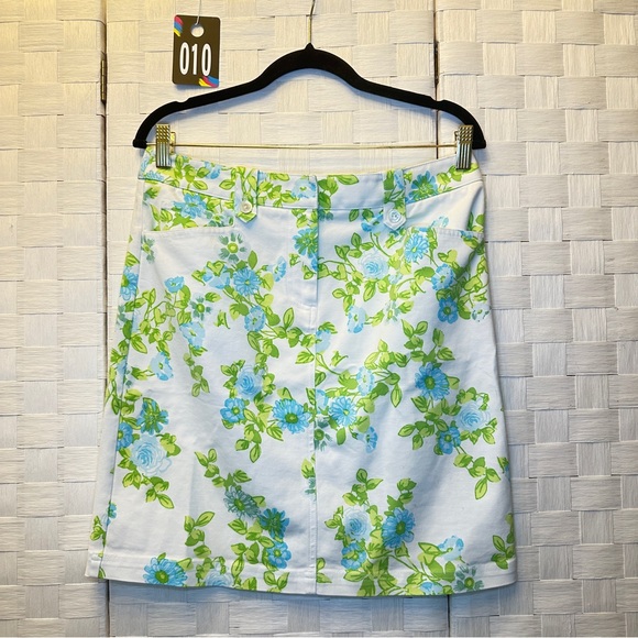 J. McLaughlin Dresses & Skirts - J. McLaughlin‎ Floral Mini Skirt Blue Green White Preppy Casual Skirt Size 8
